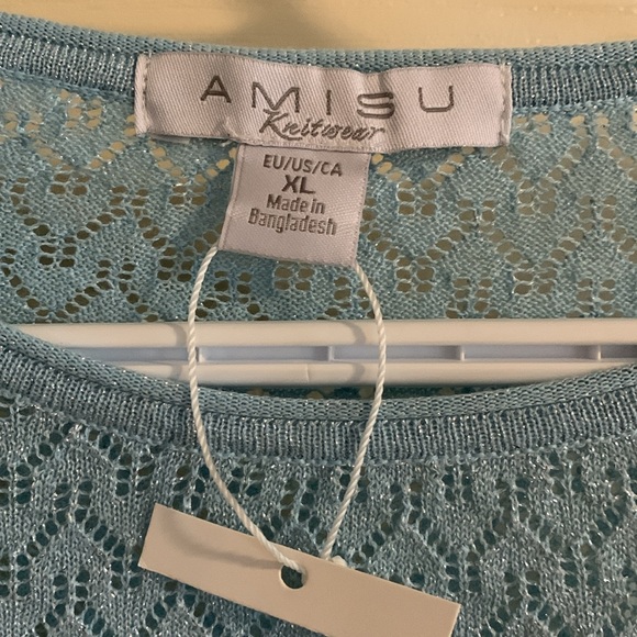AMISU Metallic Silver and Baby Blue Sweater NWT - Picture 8 of 13